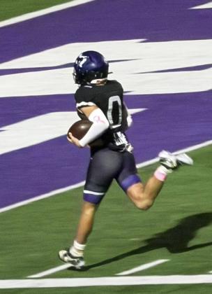IN FOR THE TOUCHDOWN Benjamin runs in for the touchdown in Friday’s game where the Mustangs proved dominant over the Crowell Wildcats. | COURTESY PHOTO