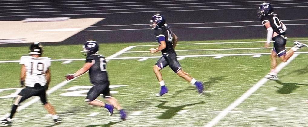 PROGRESSDOWNTHEFIELD The Benjamin Mustangs make progress down the field to get the win over the Crowell Wildcats putting them one step closer to a district championship. | COURTESY PHOTO