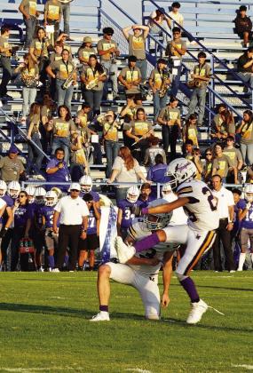 Ayden Montanez kicks the extra point.