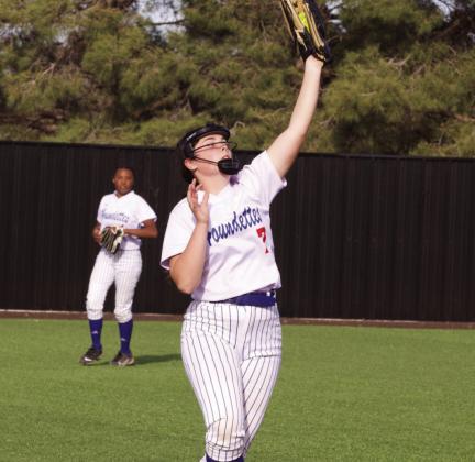 KC's Savannah Friddle catches the fly ball to left field for the out. | SHERI BATY PHOTO