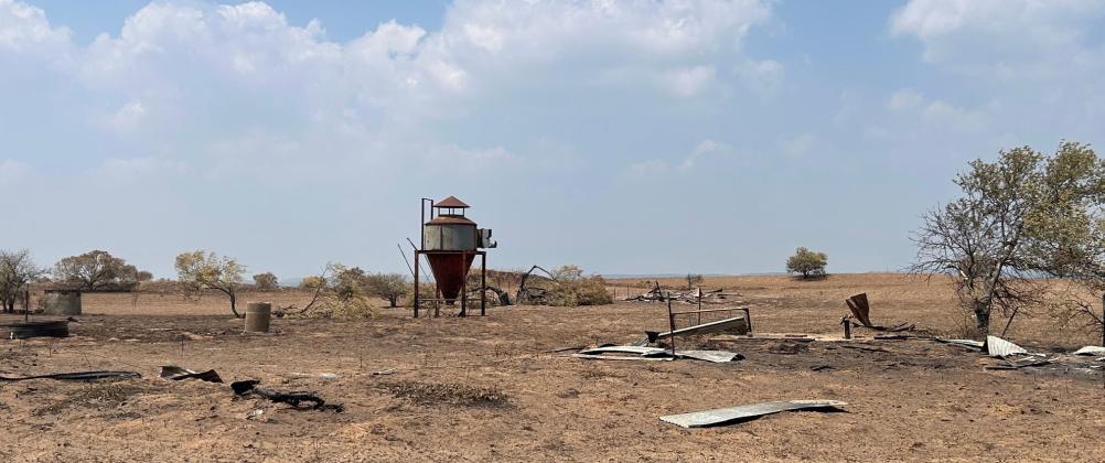 EERIE SIGHT The effects of fire can resemble dispatches from a war zone. This abandoned homestead that once stood along FM 2279 reminds residents of the destructive power of fire, and how important volunteer fire departments are in rural communities.