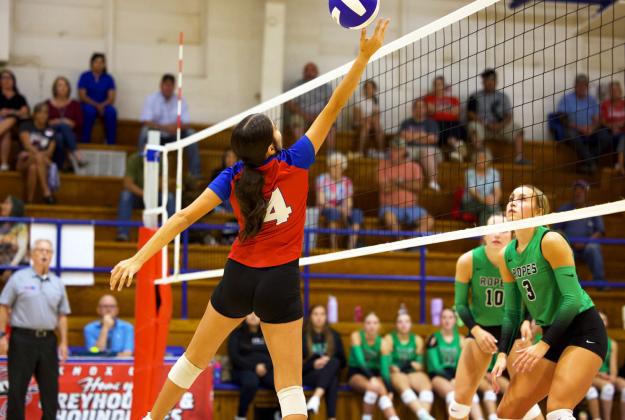 GOING FOR THE TIP Bailey Espinosa gets a tip over the net. | SHERI BATY PHOTO