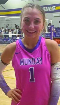 2024 AVCA PHENOM PROGRAM SELECTION Congratulations to Munday Mogulette Kinslee Carver for being selected to participate in the 2024 AVCA Phenom Program, a volleyball showcase held the same weekend as the NCAA national championship in December. Kinslee will spend a few days in different educational sessions and end the weekend playing in front of a number of college coaches and fans. | COURTESY PHOTO