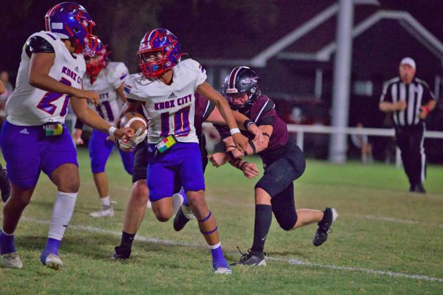 BREAKING THE TACKLE Hunter Lerma breaks the Northside defenders tackle and gets 6. | SHERI BATY PHOTO
