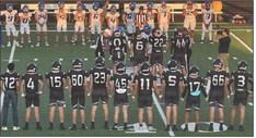 OPENING COIN TOSS The Mustangs meet midfield for the coin toss to open Friday night’s game at home against the Cherokee Indians. | COURTESY PHOTO