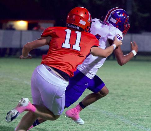 RACING AGAINST THE DRAGON DEFENSE Saul Martinez makes it a race against the Dragon defense in Friday night’s loss against the Paducah Dragons. | SHERI BATY PHOTO