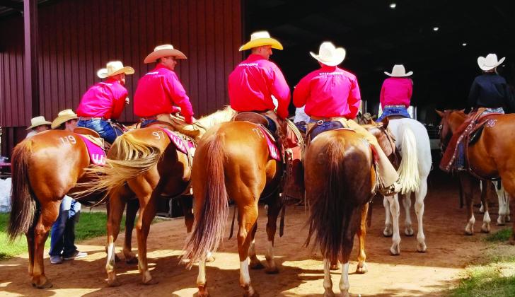 RETURN TO REMUDA At the 6666 horse barn in Guthrie, riders wait to demonstrate the skills and features of their mounts during the annual Return to the Remuda sale. | COURTESY PHOTO