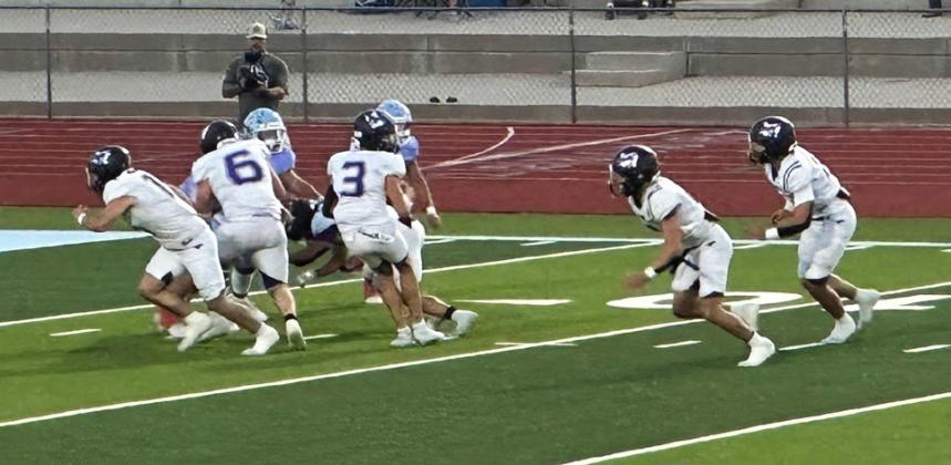 Mustangs outrun Coyotes to 58-26 victory