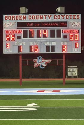 Mustangs outrun Coyotes to 58-26 victory