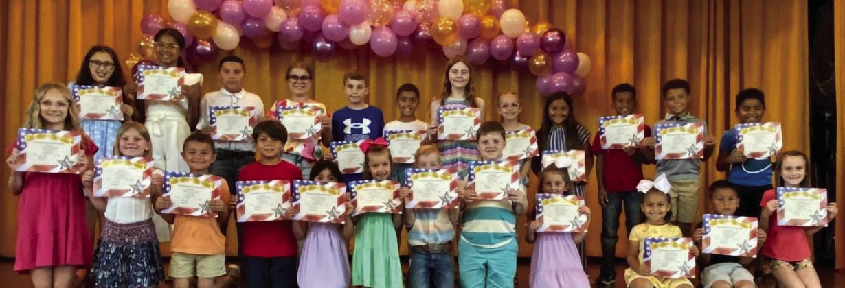 Pre-K—Amalia De La Riva, Samuel Nunez Kindergarten—Keilee Crownover, Hudson Murphy, Emme Cude, Chelsen Clark 1st—Elin Longan, Trystin Holder, Charli Urbanczyk, Leegan Sanchez 2nd—Rose Tidwell, Karsen Hernandez, Karter Turner, Cyler Daniel 3rd—Jaylee Wren, Aria Albus 4th—Joy Dykes, Jayden Wren, Paige Myers, Colt Perry 5th—Jayla Brooks, Juan Pablo Gonzalez, Isabella Andrade, Arli Josselet. See page 6A for all Munday Elementary end of the Year Awards