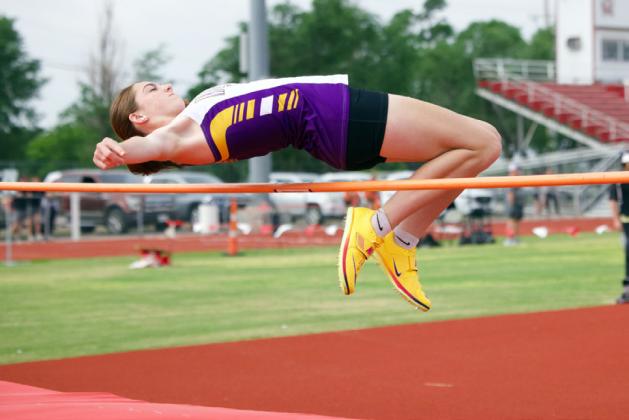 ADVANCESTOREGIONALS In the girls high jump, Munday’s Olivia Myers took 2nd place and advances to regionals. | SHERI BATY