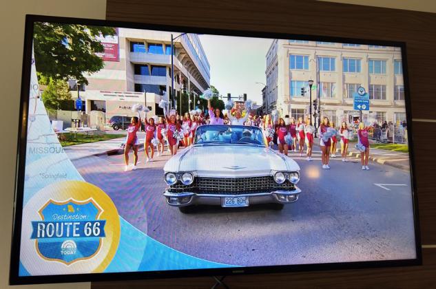 CLASSIC CADDY carried the Today Show cast the length of a football field to arrive at Springfield’s new Birthplace Plaza on Route 66. After being on hand for a close-up view of the filming, we retreated to the hotel in time to see ourselves on television. The segment is archived at https://www.today.com/ video/see-al-roker-dylan-dreyer-laura-jarrett-in-springfieldmissouri- 262460485871