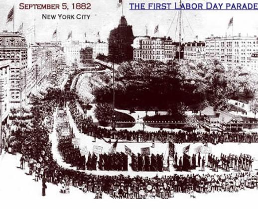 The first Labor Day Parade on September 5, 1882, in NewYork City