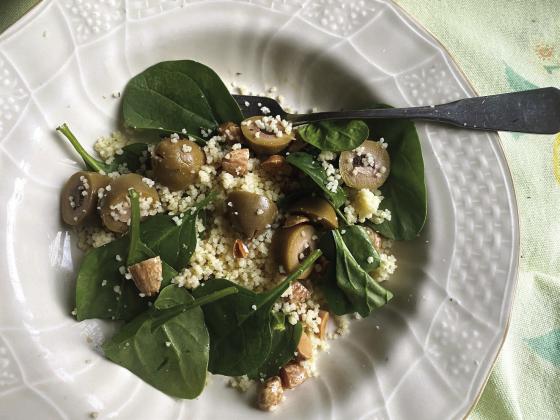 Couscous spinach grain bowl