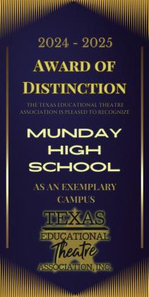 Munday High School recognized for exemplary theatrical performance
