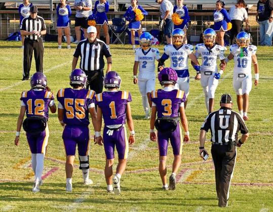 FIRST COIN TOSS OF THE SEASON Mogul Captains Carson Willison, AJ Ibarra, Josh Dockins and Luke Bowman met the Warriors captains at midfield for the coin toss.