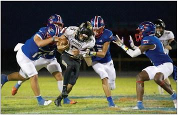 KNOX KNOCKS The Greyhound defense played a huge role in stopping #8 Crowell 51-6 Friday at Greyhound Field. | SHERI BATY PHOTO