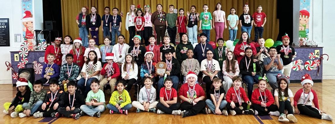 MUNDAY ELEMENTARYWINNERS Munday Elementary School hosted the District 16A UIL Academic Meet competition Dec. 10. Seven schools competed in the meet, which Munday won with 551 points. Knox City was the meet runner-up with 517 points. Placing third was Benjamin, followed by Harrold, Chillicothe, Northside and Crowell. | COURTESY PHOTO
