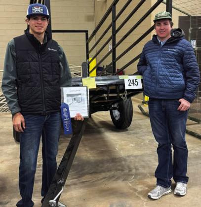 SUCCESSFUL IN FORT WORTH After winning first place in Ag Mechanics at the Knox County Junior Livestock Show with their Cattle Loading Chute, John Cross Utley and Blake Abila took their project on the road to the Fort Worth Livestock Show this past weekend. These two entered their project in the Fort Worth Ag Mechanics Show and earned a blue ribbon. John and Blake worked hard and prepared well for this event and it showed. | COURTESY PHOTO