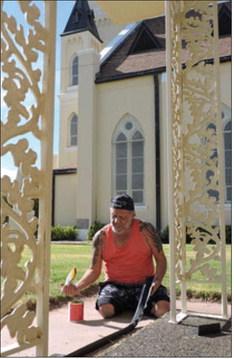 In Rhineland, Texas, ’tis the season for brightly wrapped bales and brightly shining church windows