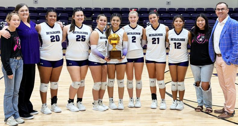 Last week the Benjamin Lady Stangs celebrated senior volleyball players and becoming District champions. | COURTESY PHOTO