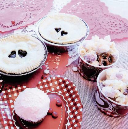 3 Easy Valentine’s Day treats, perfect for your special someone. Mini Cherry Pies, Pink Champagne Cupcakes and Cupid’s Corn. |ANGELINA LaRUE PHOTO