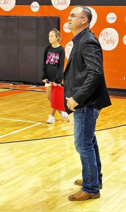 DISTRICT LEADER Benjamin volleyball coach Cody Propps watches his team move to 4-0 in district play in their win over Paducah Oct. 18. | SUE JANE SULLIVAN