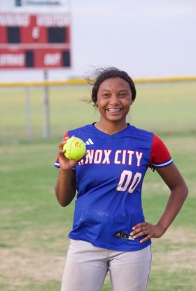 NAVEAH MARTINEZ with her home run ball. | SHERI BATY