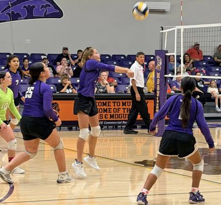 TRADITION IS A POWERFUL MOTIVATOR The Benjamin girls volleyball team pulled off a dramatic five-set win over Munday Oct. 25 before a home crowd of Lady Stang supporters on Senior Day. | COURTESY PHOTOS