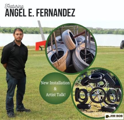 NEW INSTALLATION &amp;amp; ARTIST TALK Angel Fernandez unveils a striking new sculpture: a 5-foot-wide flower made from painted white tires mounted on a post.“Tires have become a central symbol inmywork—ever-presentinthedesertlandscape,wheretheymark boundaries, erase traces, and linger as quiet witnesses to human activity,”she said.“They embody both endurance and deterioration, reflectingthedualityofsurvivalinaplacewhereeverymaterialholds meaning and every object tells a story.” | COURTESY PHOTO
