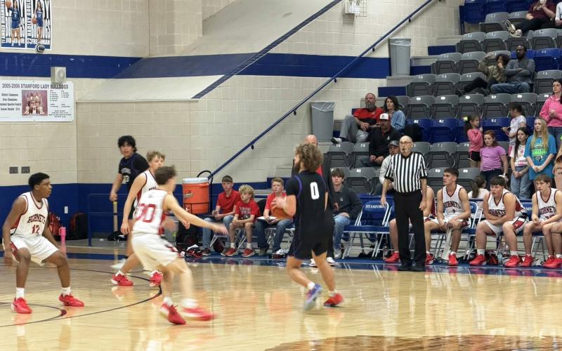 SEASON ENDS The Benjamin Mustangs shown here in their bi-district victory over the Aspermont Hornets had their season come to a close Friday as they took a tough loss 74-72 in overtime to the Ira Bulldogs in the Area playoff in Anson. | COURTESY PHOTO