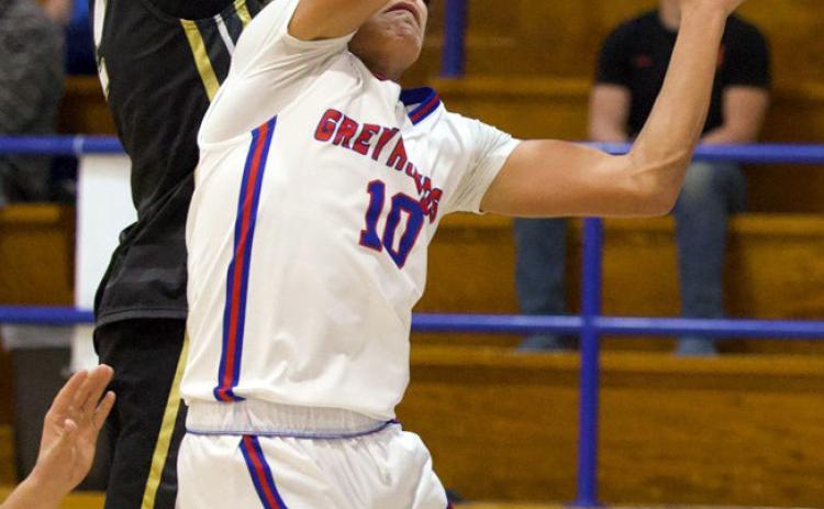 HOUNDS DRAW THE FOUL Hunter Lerma reaches for the net and draws the foul. | SHERI BATY PHOTO