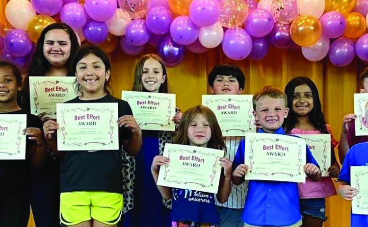 Pre-K- Katalina Carranza, James Hope Kindergarten- Haley Maddox, Chaz Yates 1st—Tahlia Dockins, Alondra Carmona 2nd—Malakhi Roberson, Titan Harrimon 3rd—Sebastian Llamas, Olivia Aguilar 4th—Piper Sanders, Kole Taylor 5th – Yaretzi Davila, Mason Murphy.