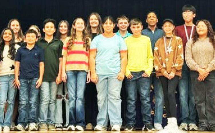 MUNDAY JH OAP AWARDS Congratulations go to Munday Junior High School One Act Play cast and crew, directors Mrs. Lowe and Mrs. Veazey, for placing 3rd overall at the district contest. Jayvon Brooks, Marcos Carmona and Avie Lunn were named to All-Star cast. Isa Andrade made Honorable Mention All-Star cast, and Jalittzy Armendariz was named to Outstanding Crew. | COURTESY PHOTO
