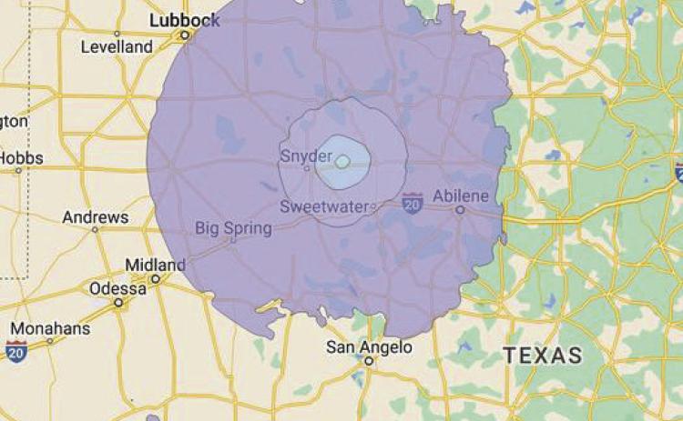 SHAKE MAP Three earthquakes centered near Hermleigh, Texas on July 22 were felt over a wide area. | COURTESY PHOTO
