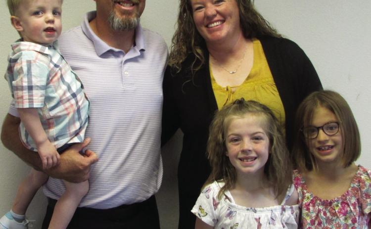 New Athletic Director and Head Football Coach, Brandon Langston and family. Don Thompson/The Knox County News-Courier