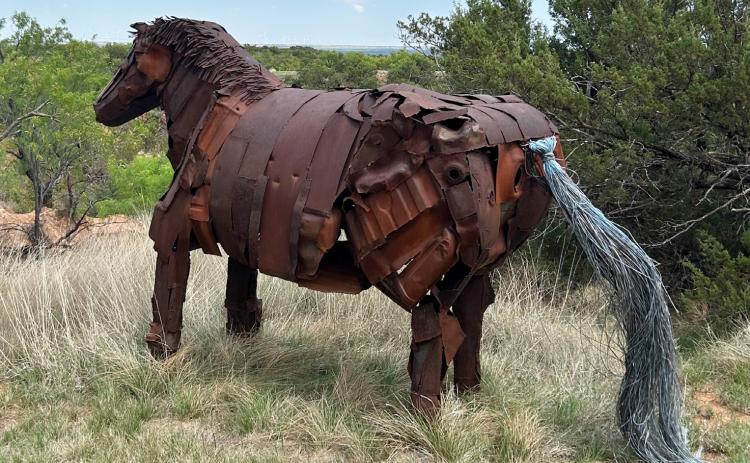 IRONTRAIL This horse—which seems ready to tear off into the canyon—is just one of the works of art you can see at the Jim Bob Art Park and NatureTrail north of Benjamin,Texas. | TROY PARTON PHOTO