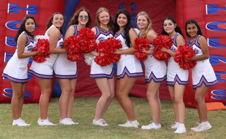 KNOX CITY GREYHOUND CHEER Knox City Greyhound Cheerleaders, from left: Eren Howeth, Lexi Abila, Ximena Samano, Kennedy Blackburn, Taytum Gariepy, Isabella Depippo, Abigail Young, Anna Martinez