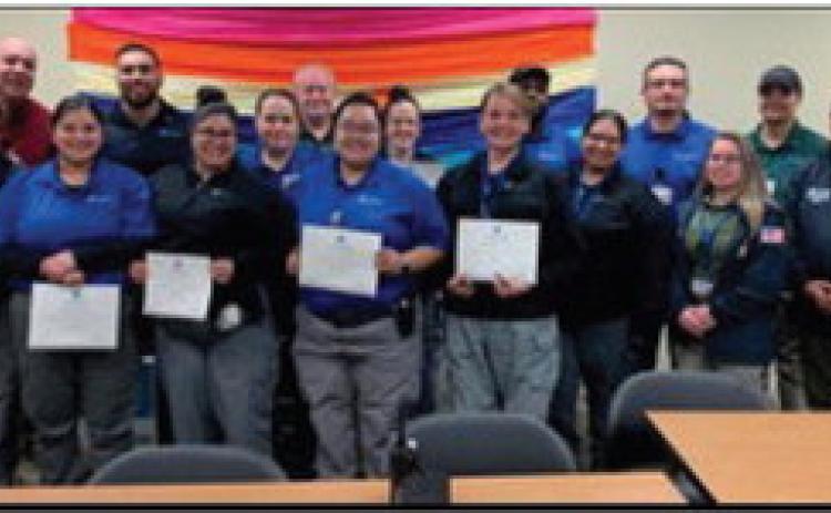 BDC staff members were recognized for going above and beyond for ICE. (back row l-r) Warden S. Mora, Lt. Z. Sotelo, K. Glover, Sgt. J. Mayo, K. Waldon, T. Johnson, J. Rodriquez, Sgt. J. Flores, (front row) A. Rodgers, G. Marin, A. Alajmi, M. Rodriquez, A. Cruz, M. Chavez, ICE SDDO W. Bemis and ICE DO S.Aquino. Courtesy photo
