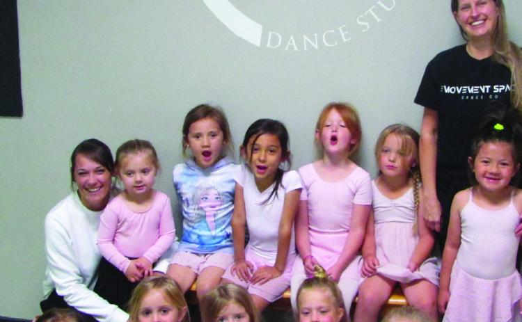 Movement Space owner Haley Morrow on left, Instructor Amanda Burbank on right, and class of the 3-5 year old students. Don Thompson/The Knox County News-Courier