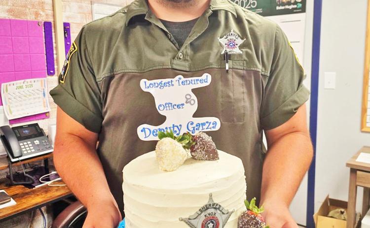 two years of service to the Knox County Sheriff’s Office with a cake from his colleagues. | COURTESY PHOTO
