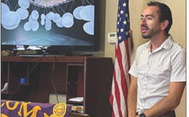 Alejandro Trevino delivers presentation at Lions Club. Don Thompson/The Knox County News-Courier