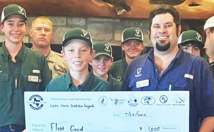 $1,000 SCHOLARSHIP from the Texas Brigades was awarded to following his dedicated participation in their youth wildlife conservationist camps. | COURTESY PHOTO