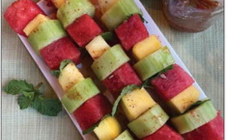Summertime Fruit Skewers make cool snack