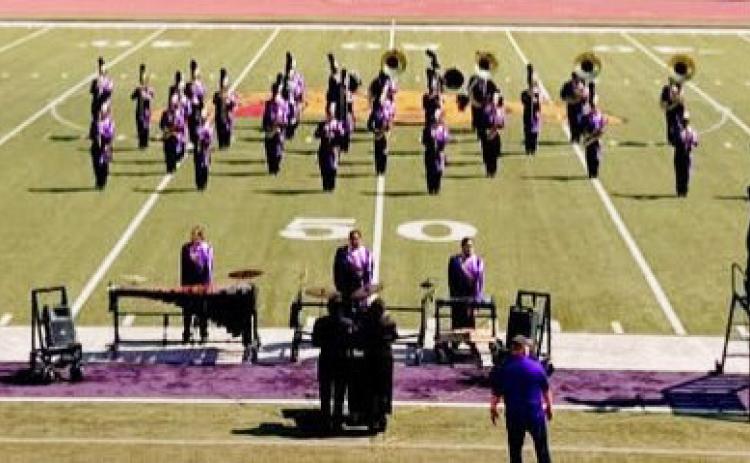 MUNDAY BAND SHOWED UP AND SHONE BRIGHT The Munday Purple Cloud Band took the field to compete in the Big Country Marching Festival in Abilene and brought home 3rd place in Class 1A and Best in Class Color Guard. | COURTESY PHOTO
