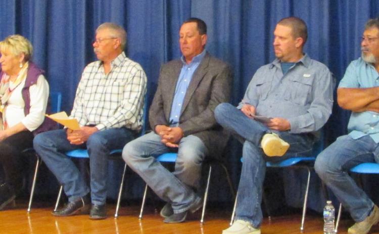 TOWN HALL Candidates at Meet the Candidates program – Robyn Harlin, Chris Mendoza, Penny Eaton, Randy Smith, Robert Estrada, Kyle Bibb, Chuco Magana, Louis Baty | DON THOMPSON PHOTO