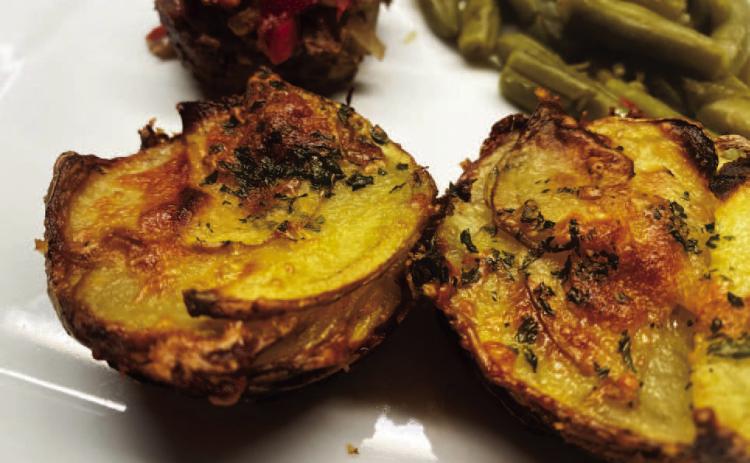 Golden potato stacks