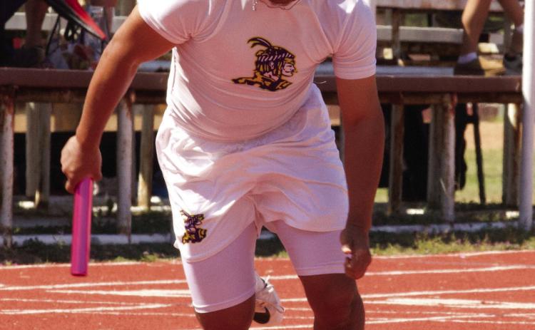 Ascension Diaz fires out of the blocks in the boys 4x100M relay. | SHERI BATY PHOTO