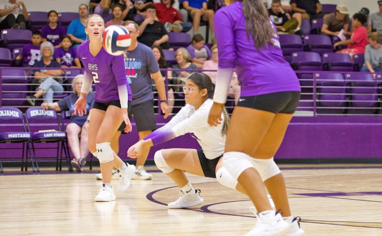 BENJAMIN DIGS DEEP Coach Cody Propps coached his Benjamin Lady Stangs team to its first home victory in the new Don Haskins Gym. | SHERI BATY PHOTO
