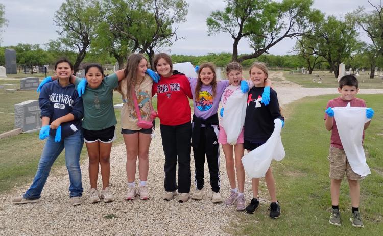EARTH DAY CLEANUP To help commemorate Earth Day, the Benjamin 5th grade science class provided a little community service and cleaned up trash at and around the cemetery. | COURTESY PHOTO